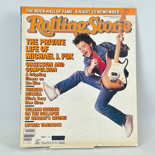 Vintage issue of Rolling Stone magazine with Michael J. Fox pictured on the cover. 