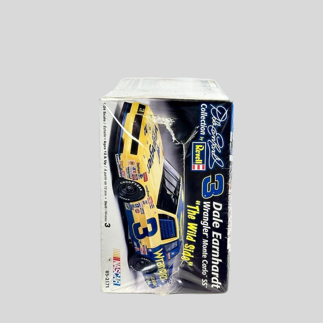 Model car in packaging with Dale Earnhardt branding on a white background