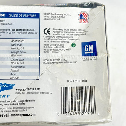 Back of a model kit packaging with text and logos