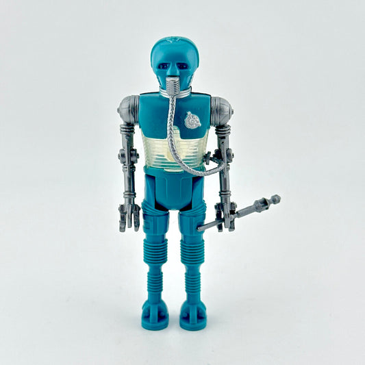 Blue robot figure on a white background