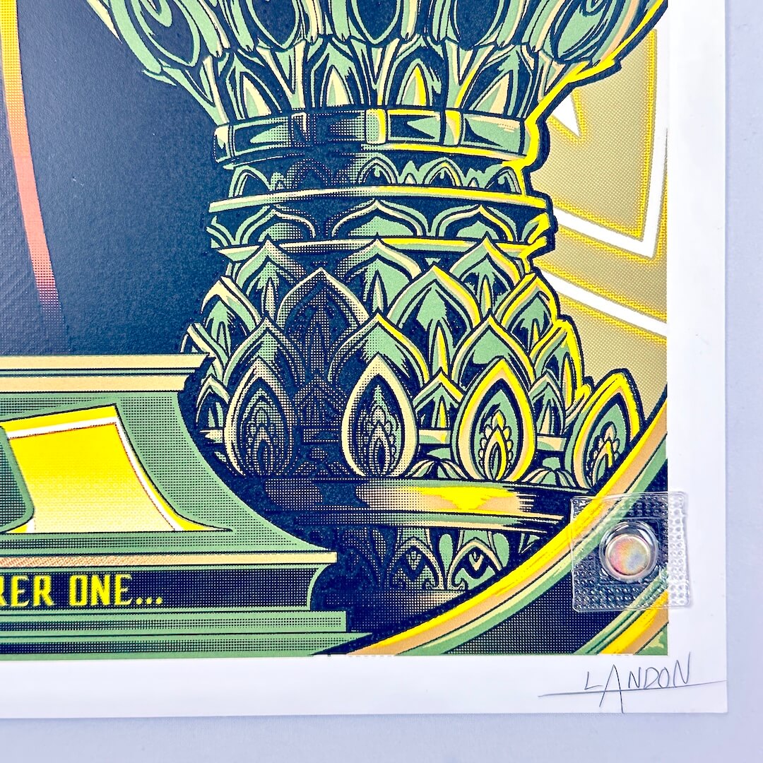 Bottom right corner with artist signature in pencil. 