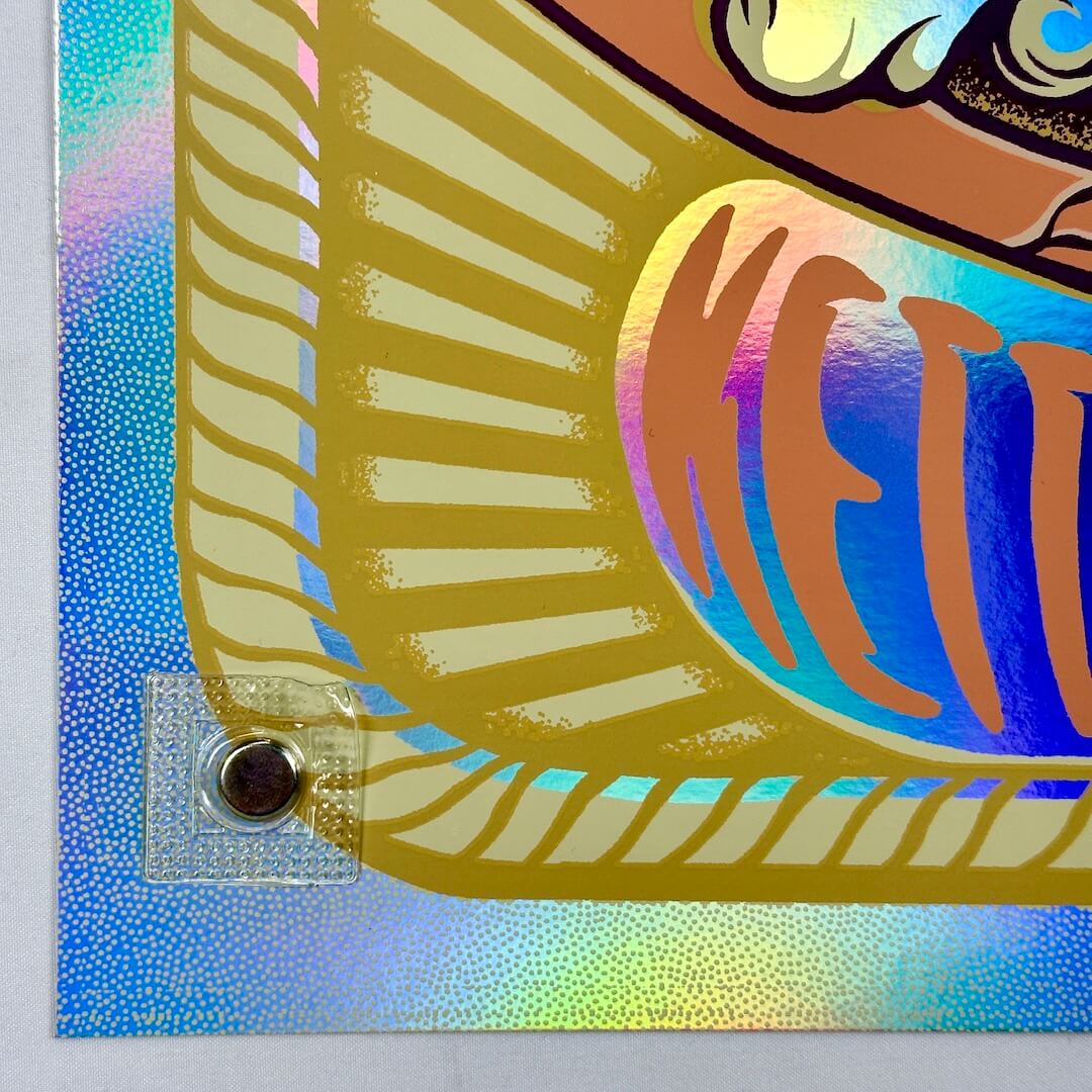Bottom left corner of poster with no visible damage. 