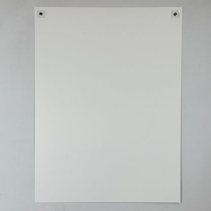 Backside of poster on white background. 