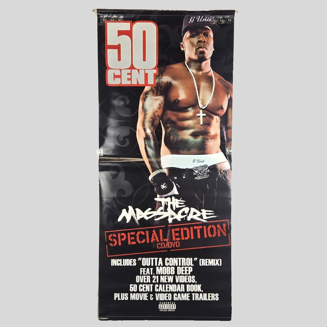 Promotional poster for 50 Cent's 'The Massacre' Special Edition on a white background