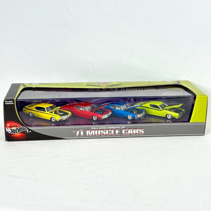 Hot Wheels 30th Anniversary of '71 Muscle Cars die-cast model cars in original window box packaging.