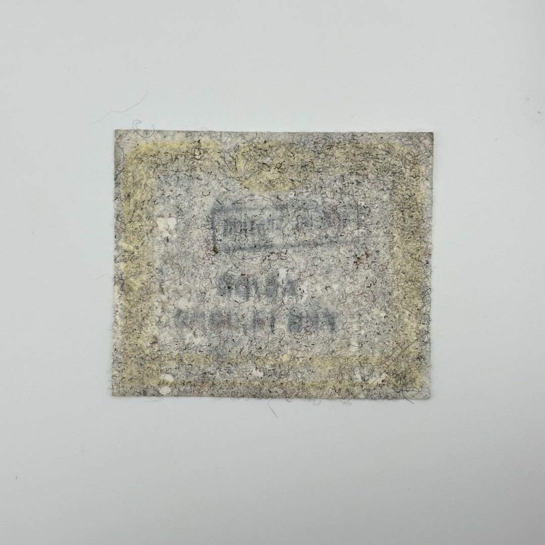 Backside of fabric pass, used with lint transfer, ghost image seen through material. 