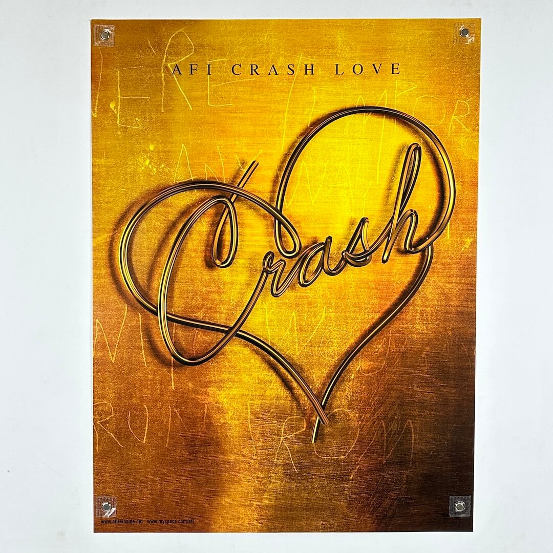 Album cover with 'Crash' in a heart shape on a textured gold background