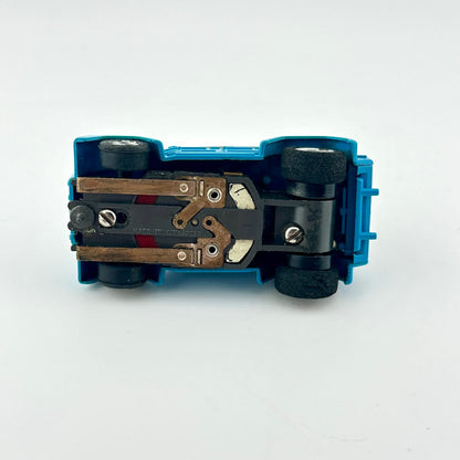 Mechanical component with blue casing on a white background