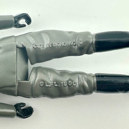 Close-up of back of figure's legs to show COO and copyright information. 