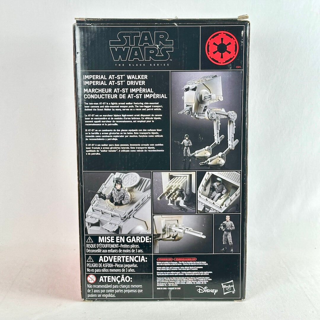 Star Wars The Black Series Imperial AT-ST Walker Imperial AT-ST Driver toy box back panel.