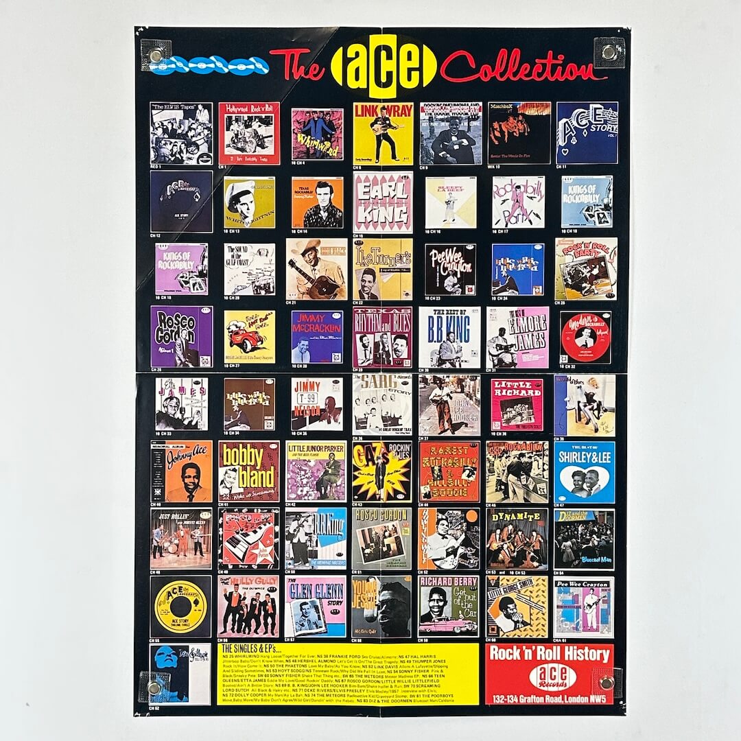 Collection of album covers from The Ace Collection on a black background