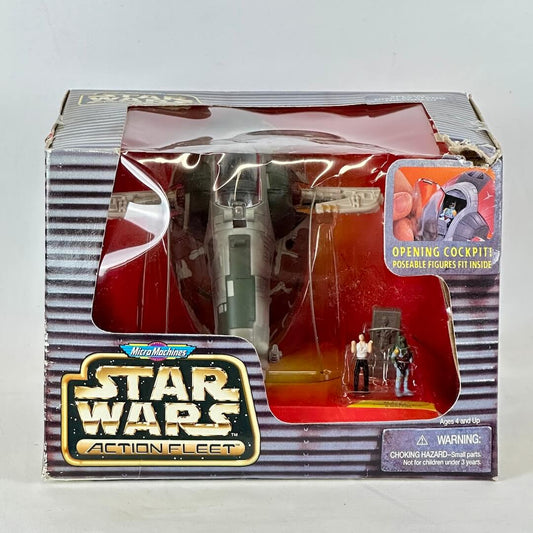 Star Wars Micro Machine Slave-1 ship in packaging with some damage to box. 