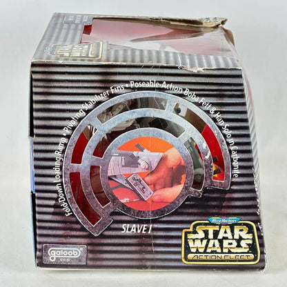 Star Wars Micro Machine Slave-1 ship in packaging with some damage to box. 