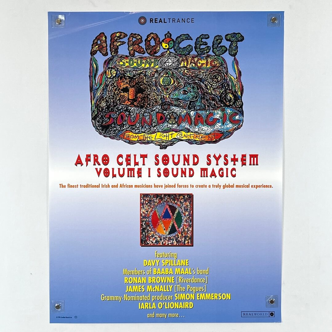 Album cover for 'Afro Celt Sound System Volume I Sound Magic' with colorful design and text.