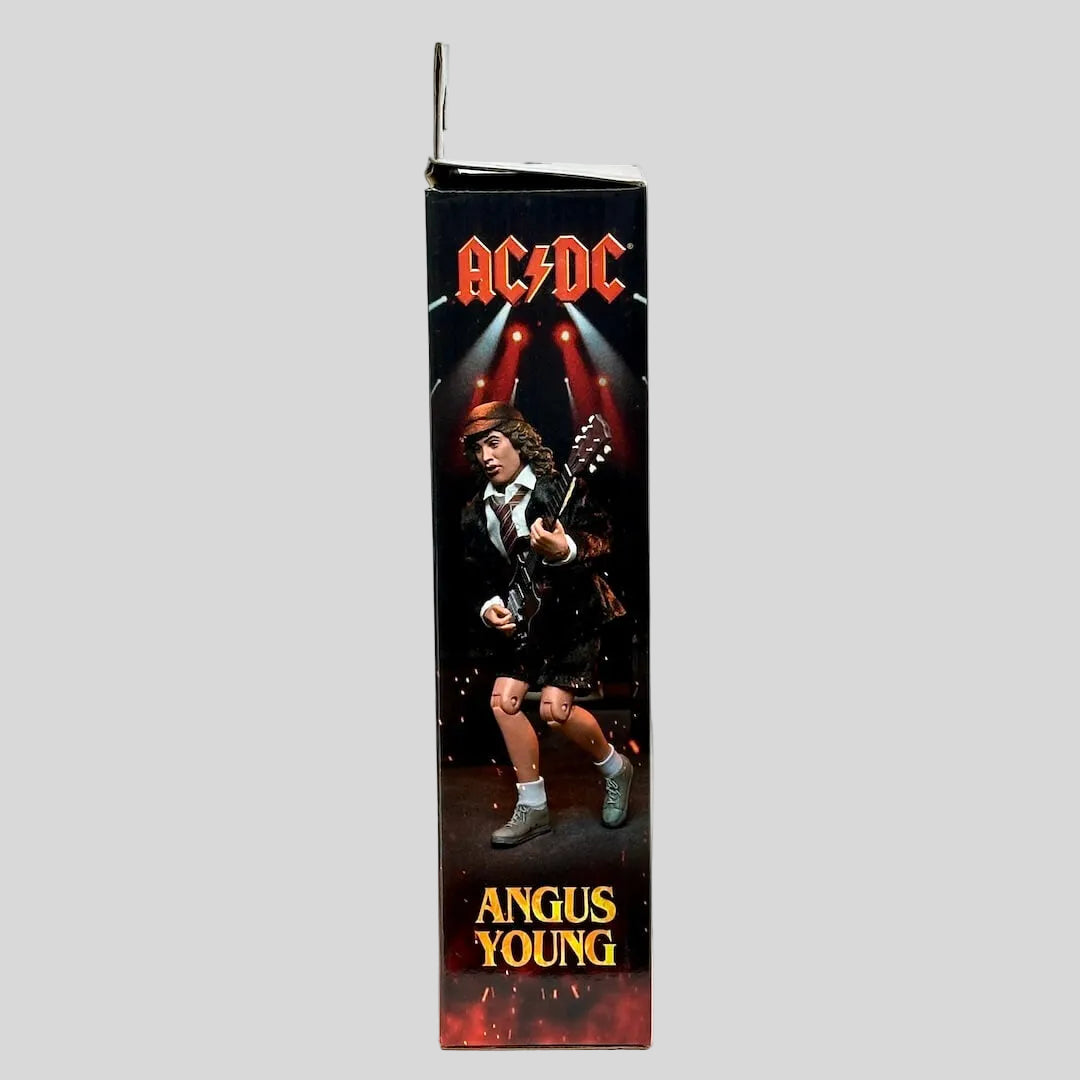 AC/DC Angus Young guitar case with a portrait of the musician on a white background