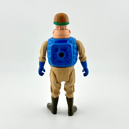 Action figure with a blue backpack on a white background