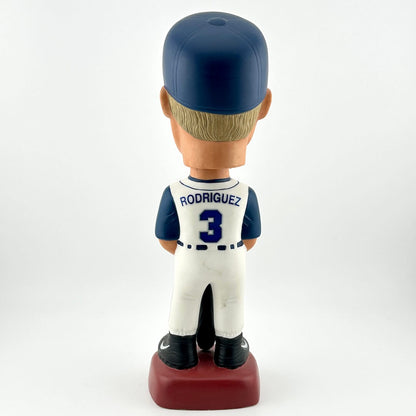 Bobblehead figure of a baseball player in a blue and white uniform with 'Rodriguez' and number '3' on a white background.