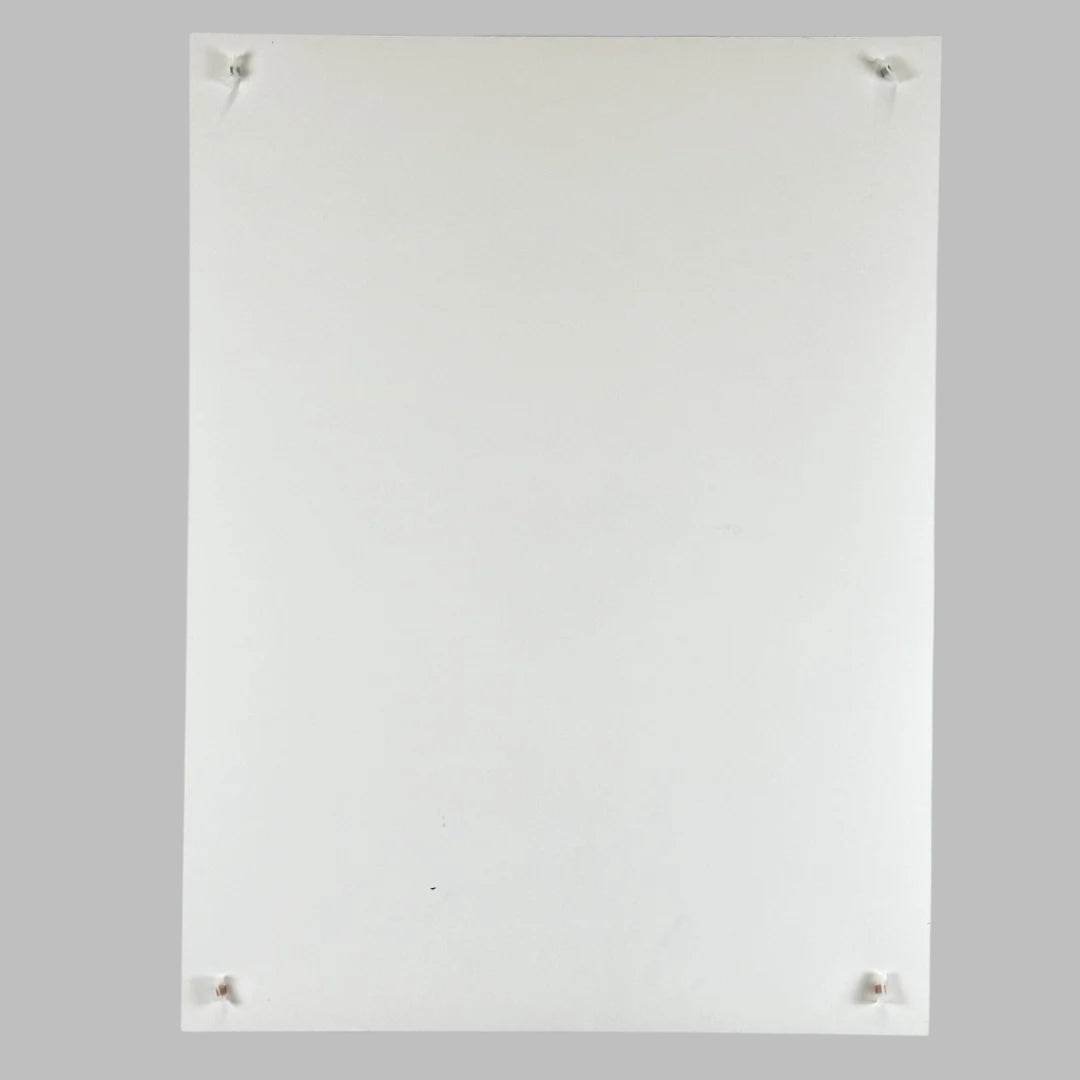 Reverse side of white poster showing no damage to face, edges or corners.