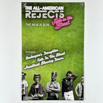 Promotional poster for 'The All-American Rejects' album 'Kids in the Street' with album cover images.
