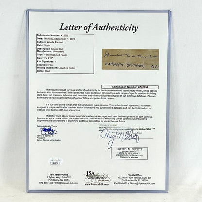 Letter of Authenticity with signature on a white background