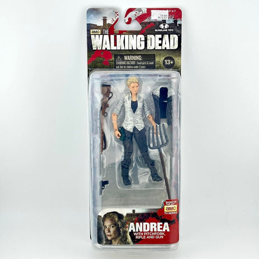 The Walking Dead 'Walking Alone' series 6 action figure of Andrea, packaged in its original carded blister pack.