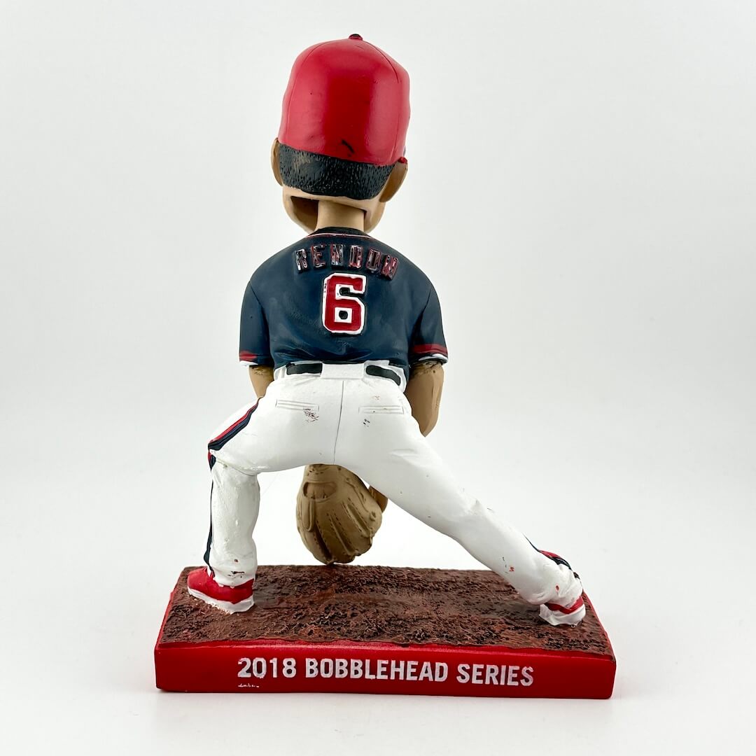 Baseball bobblehead figure with red helmet and number 6 on a white background