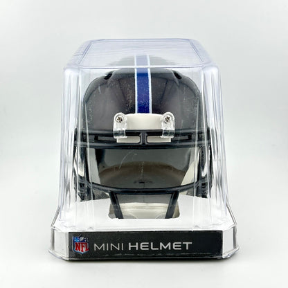 Mini football helmet in clear packaging with NFL logo on a white background