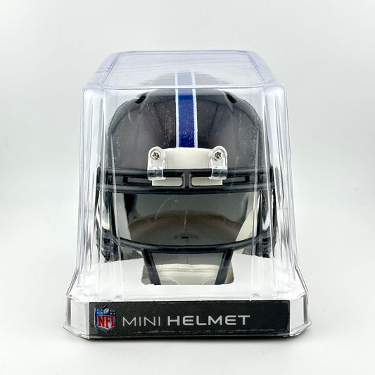 Mini football helmet in clear packaging with NFL logo on a white background