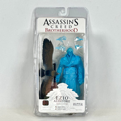 Assassin's Creed Brotherhood Ezio Auditore figure in packaging on a gray background