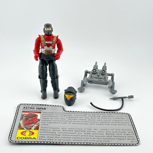 G.I. Joe action figure with accessories and character card against white background.