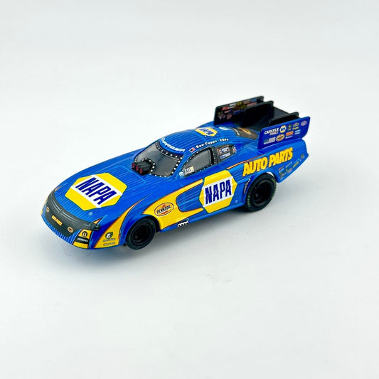 Blue race car with NAPA Auto Parts branding on a white background