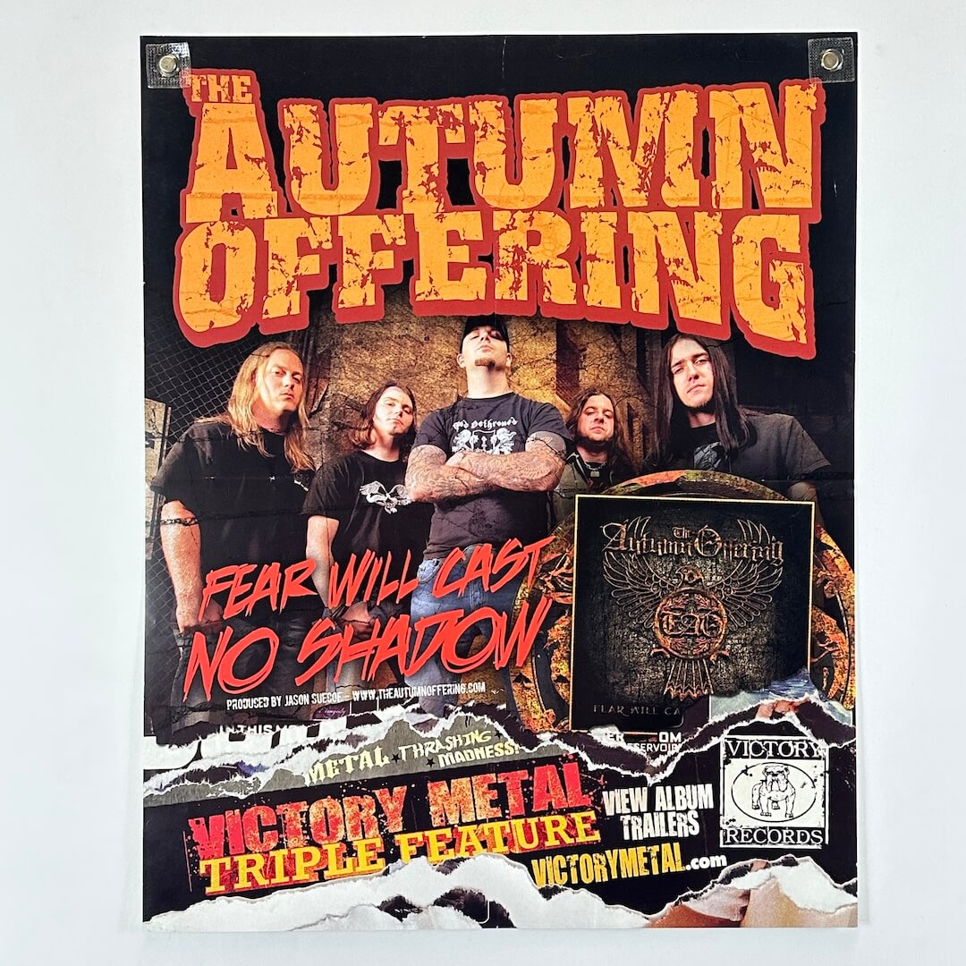 Promotional poster for 'The Autumn Offering' with band members and album details.