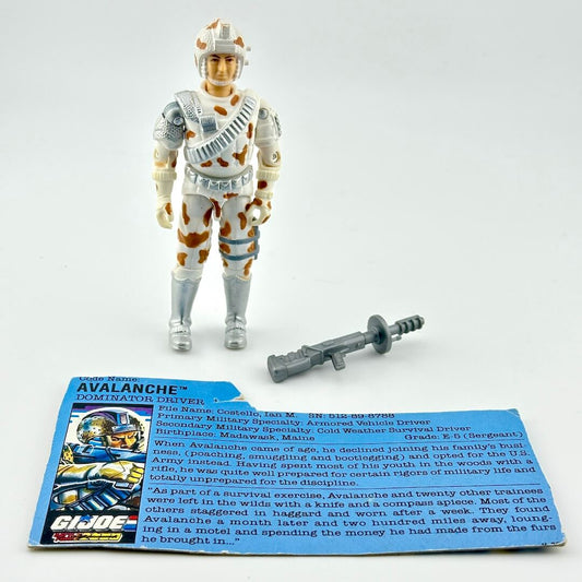 G.I. Joe action figure with accessories and character card on a white background