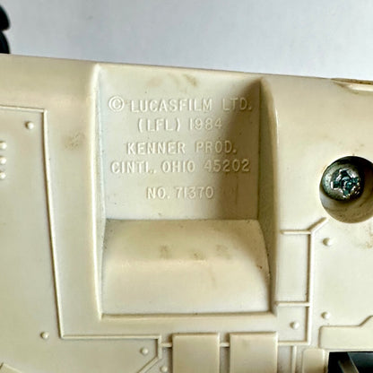 Close-up of the underside, showing embossed text reading '© LUCASFILM LTD. (LFL) 1984 KENNER PROD.