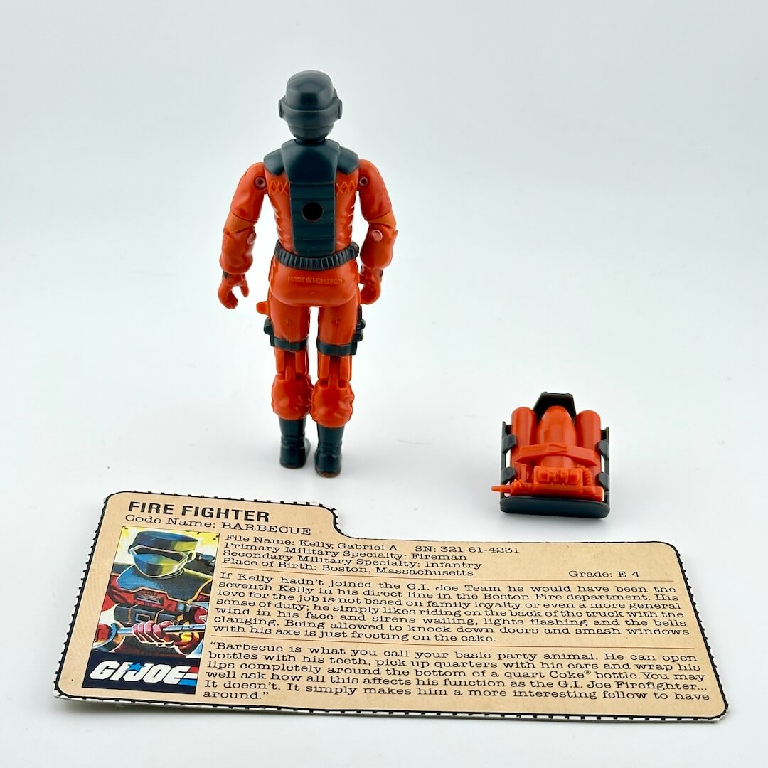 G.I. Joe action figure with accessories and card on a white background