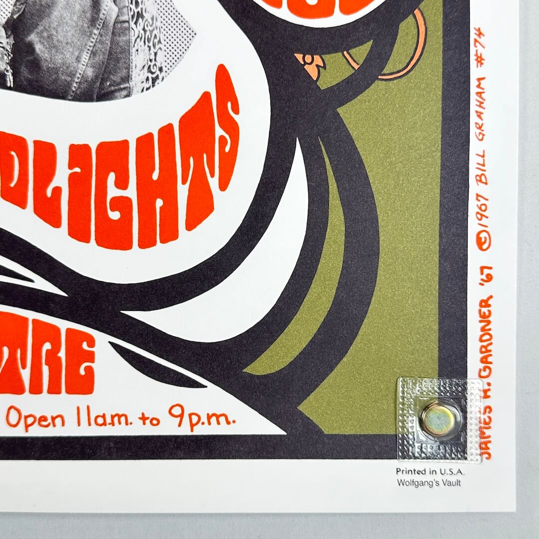 Bottom right corner of poster with printing information and no visible damage. 