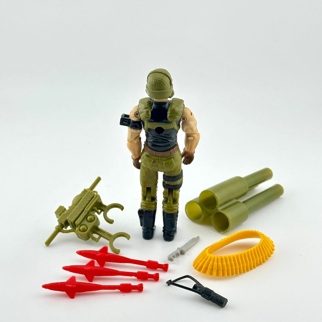 Toy action figure with accessories on a white background