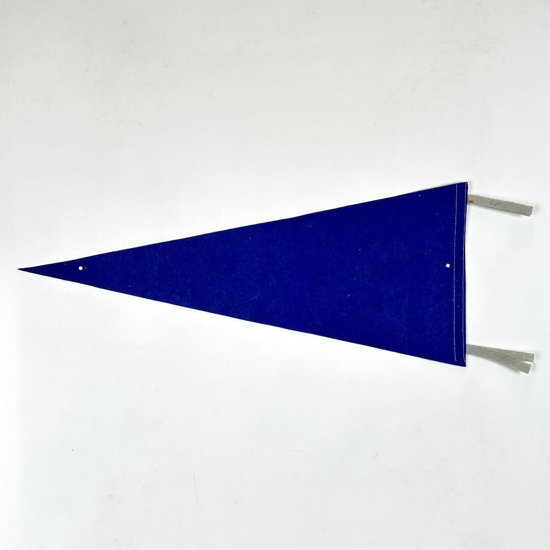 Blue pennant flag on a white background