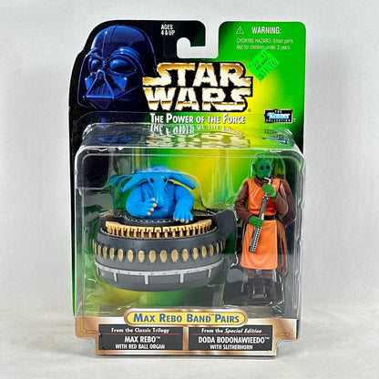 Star Wars action figure packaging featuring Max Rebo and Doda Bodonawieedo.