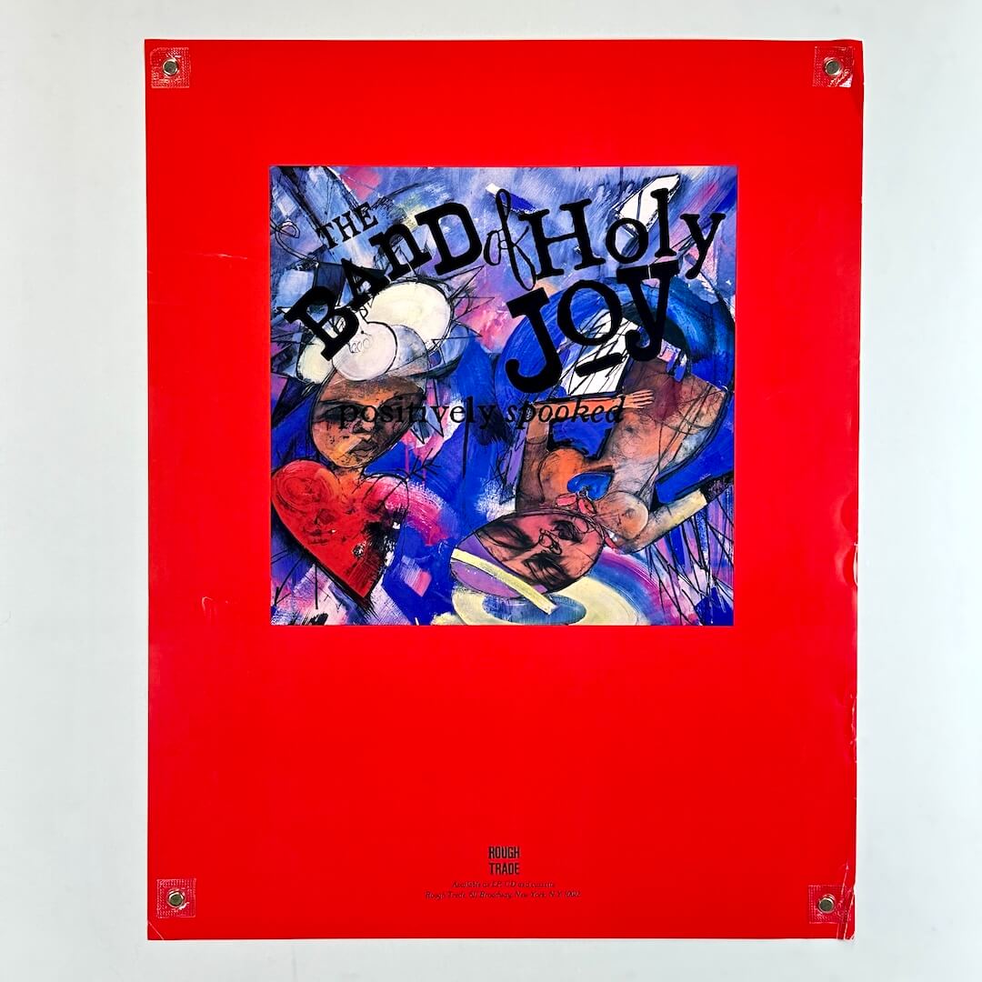 poster of record cover with abstract design and text on a red border