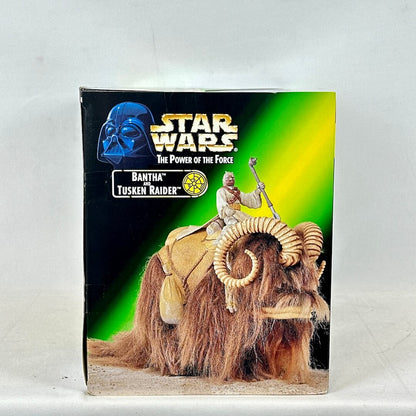 Star Wars toy packaging featuring a Tusken Raider on a Bantha