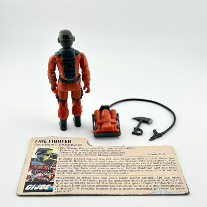 G.I. Joe action figure with character card against white background.