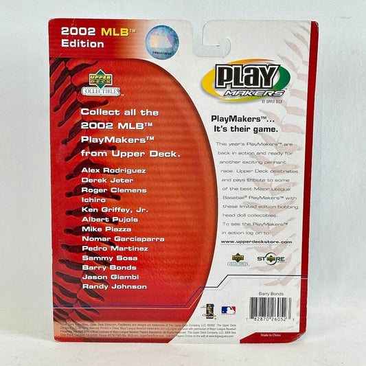Baseball trading card packaging for 2002 MLB PlayMakers edition by Upper Deck on a white background.