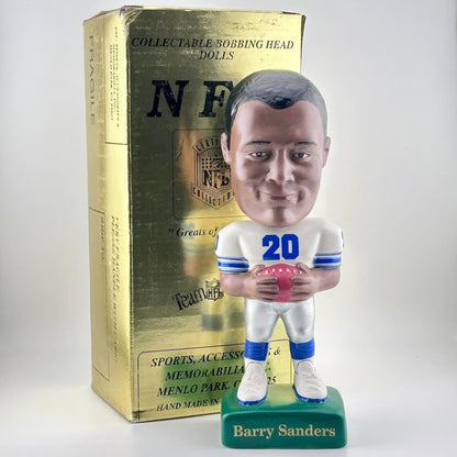 Bobblehead figure of a football player with a box labeled 'NFL' in the background.