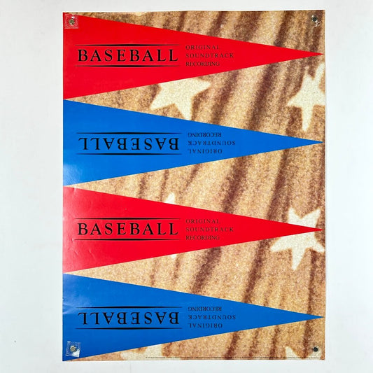 Four triangular flags with 'BASEBALL' text on a camouflage background