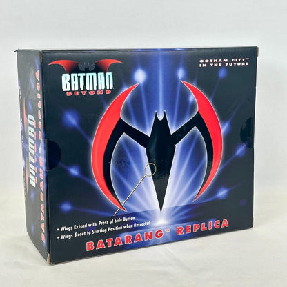A boxed Batman Beyond Batarang Replica toy set shown at a slight angle. The retail box features the Batman Beyond logo.