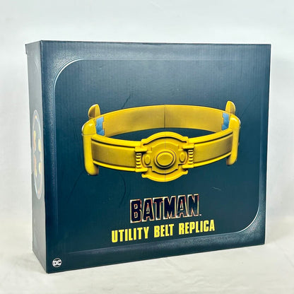 A boxed replica of the Batman utility belt, shown in its retail packaging. 