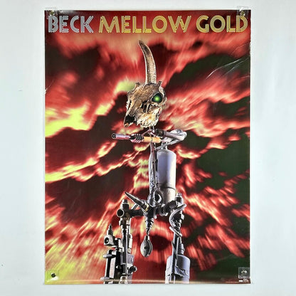 Promo poster with red clouds in back of machine with animal skull, album and artist name at top. 
