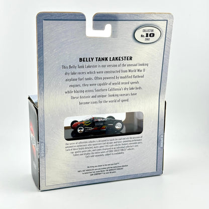 Packaged collectible model car set shown from the back, featuring a silver card insert with product description text.