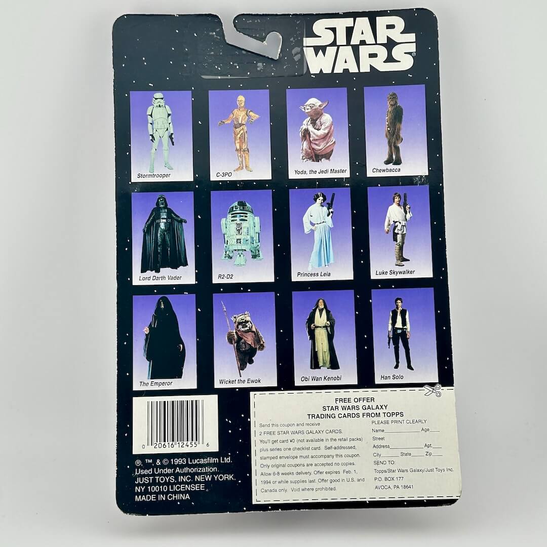 Star Wars action figure packaging with character illustrations on a white background